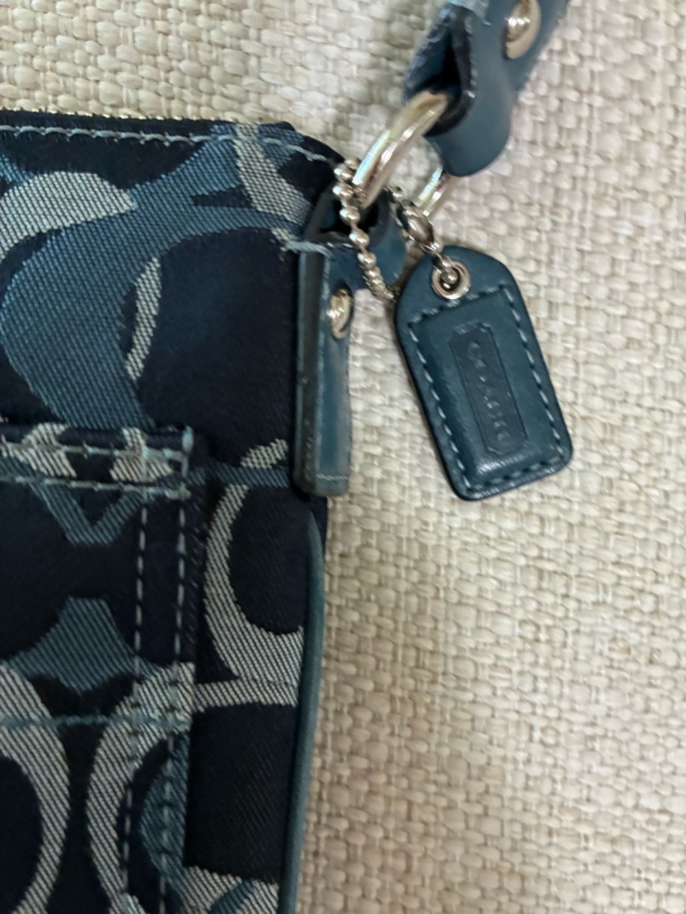 Coach EUC Blue Signature Crossbody  Bag @9”x8” - Picture 5 of 14